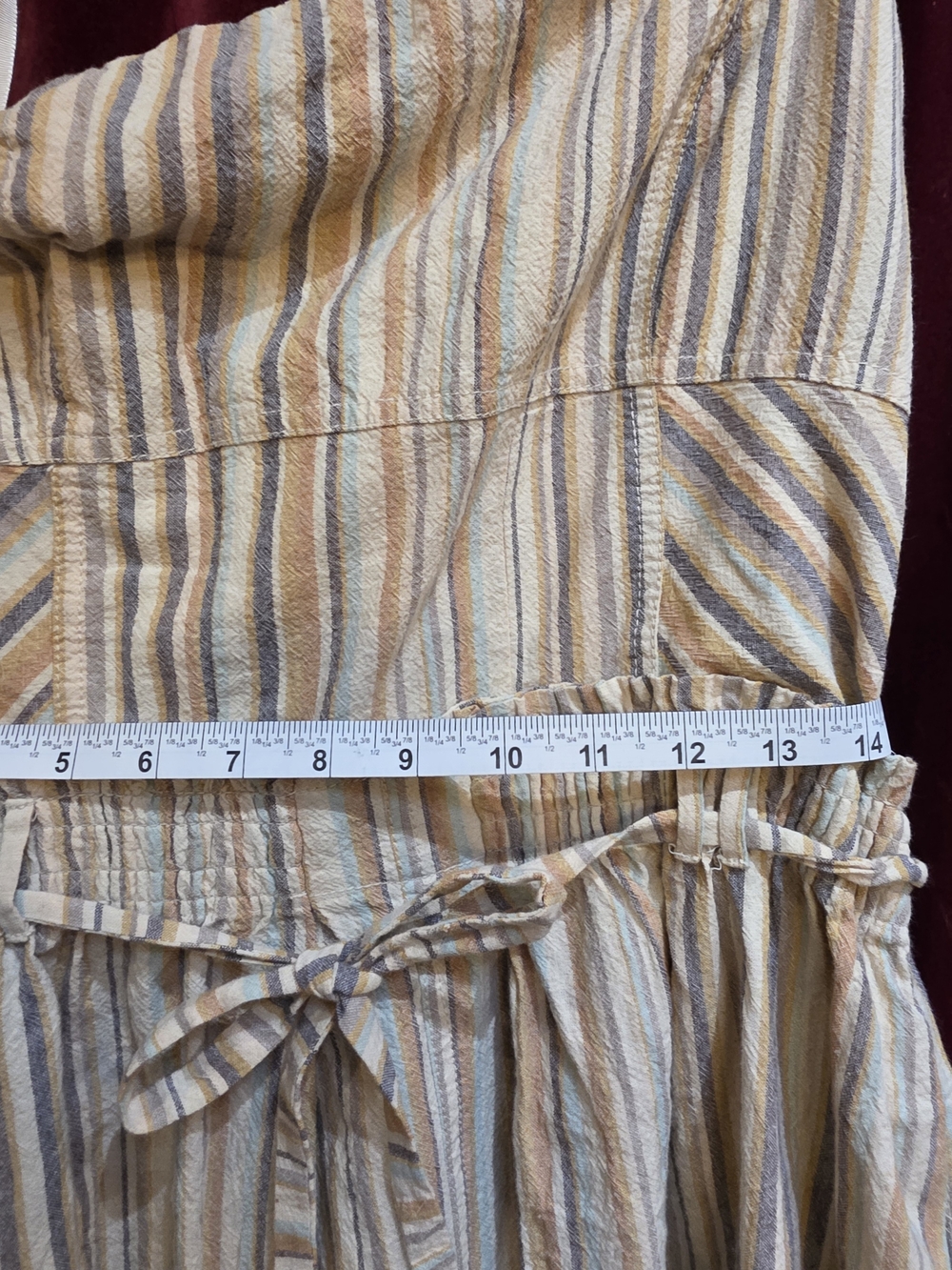 Free People Strapless Wide-Leg Jumpsuit in Neutral Stripes 100 Cotton Size M - Picture 3 of 8